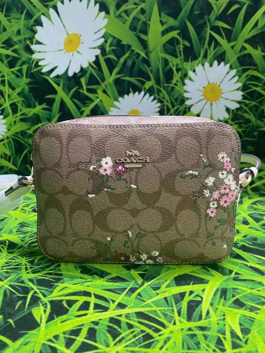 MINI CAMERA BAG IN SIGNATURE CANVAS WITH EVERGREEN FLORAL PRINT, Women