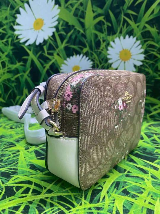 MINI CAMERA BAG IN SIGNATURE CANVAS WITH EVERGREEN FLORAL PRINT, Women