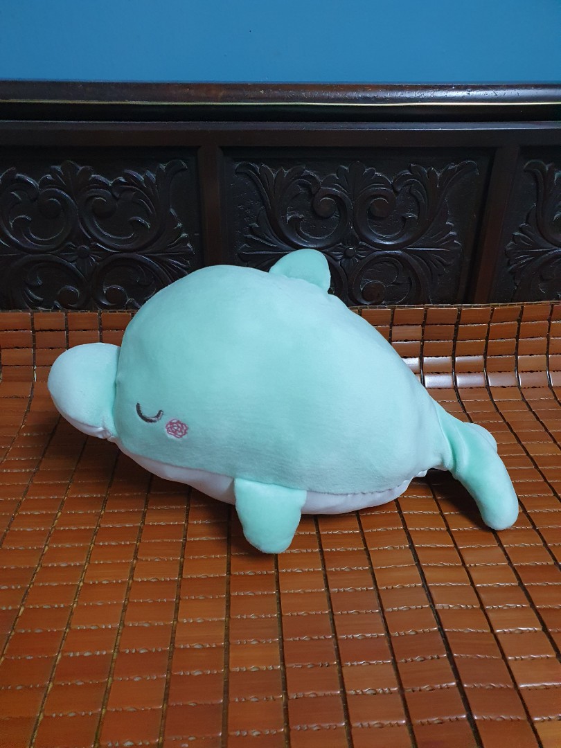 Miniso Light Green Whale Plush Toy, Babies & Kids, Infant Playtime on