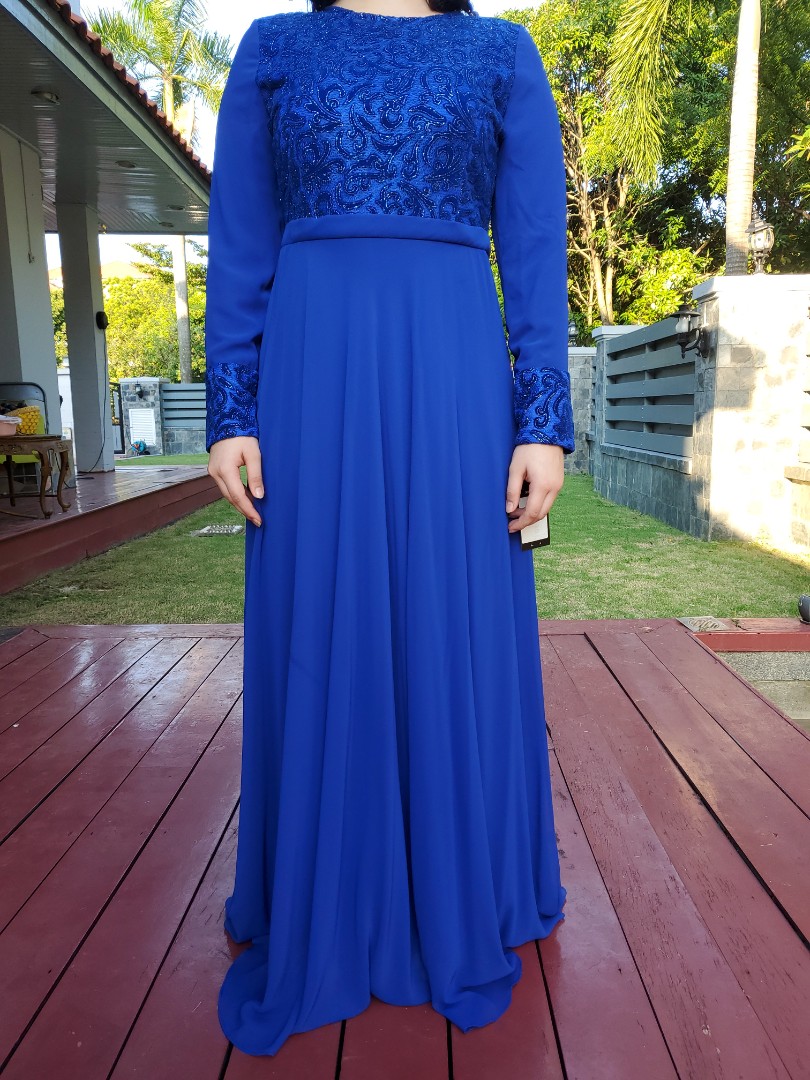 Navy Blue Dress Muslimah Raya One Piece Turkish Turkey