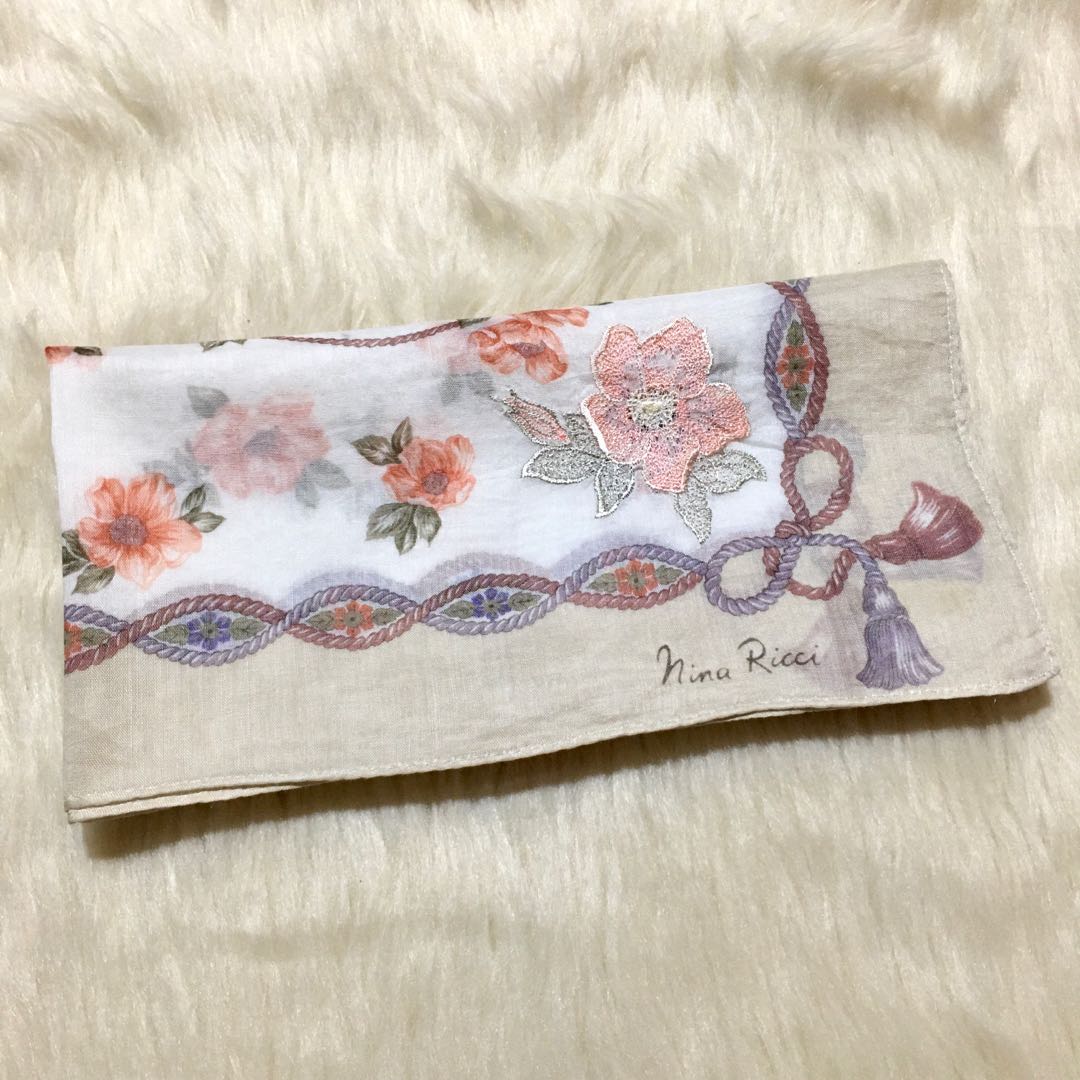 Made in Spain 100% Cotton Nina Ricci Signature Ladies Handkerchief 