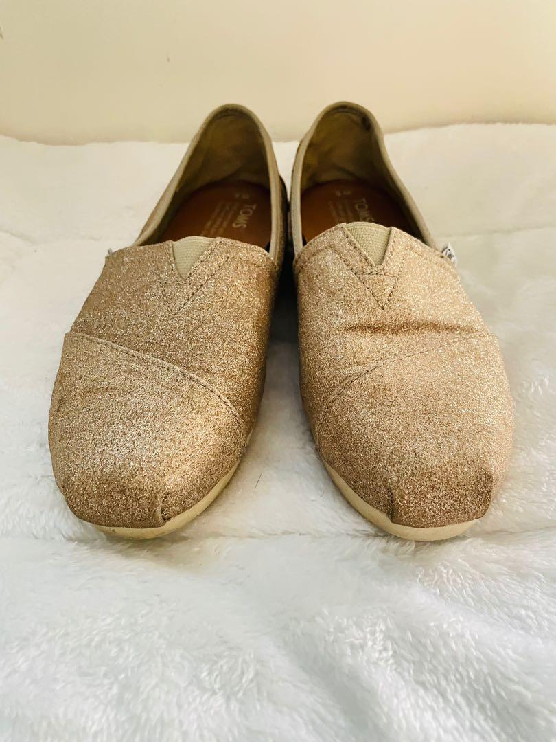 Preloved Toms Rose Gold Glitter Flats Women s Fashion Footwear
