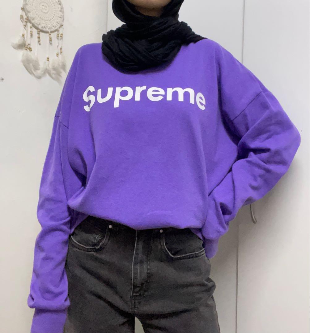 Supreme purple baggy sweatshirt Women s Fashion Tops