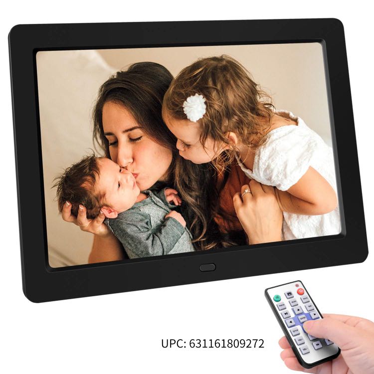 White Clock and Calendar Function XElectron 12 inch IPS Display Digital Photo Frame FHD 1920x1080 Display with Remote Control Plays Picture/Music/Video by USB SD/MMC