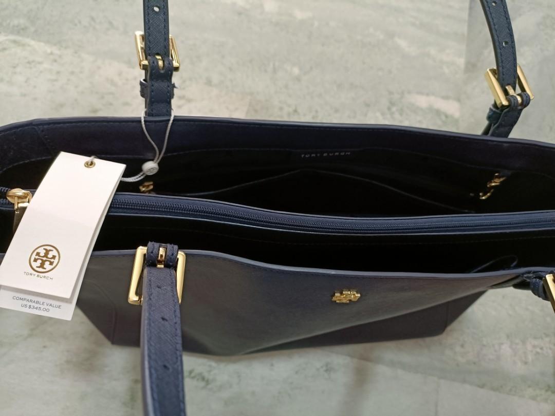 Tory Burch Navy Emerson Buckle Tote Bag
