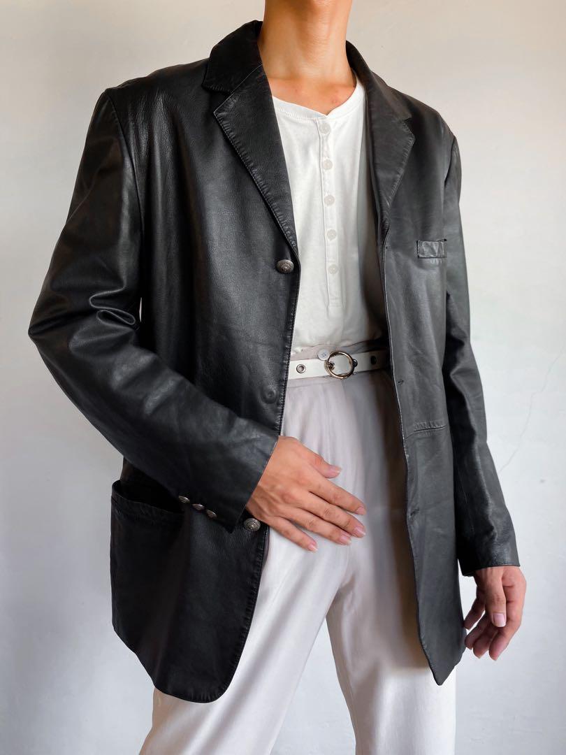 Vintage Gianni Versace Ittiere Versus Leather Jacket Luxury