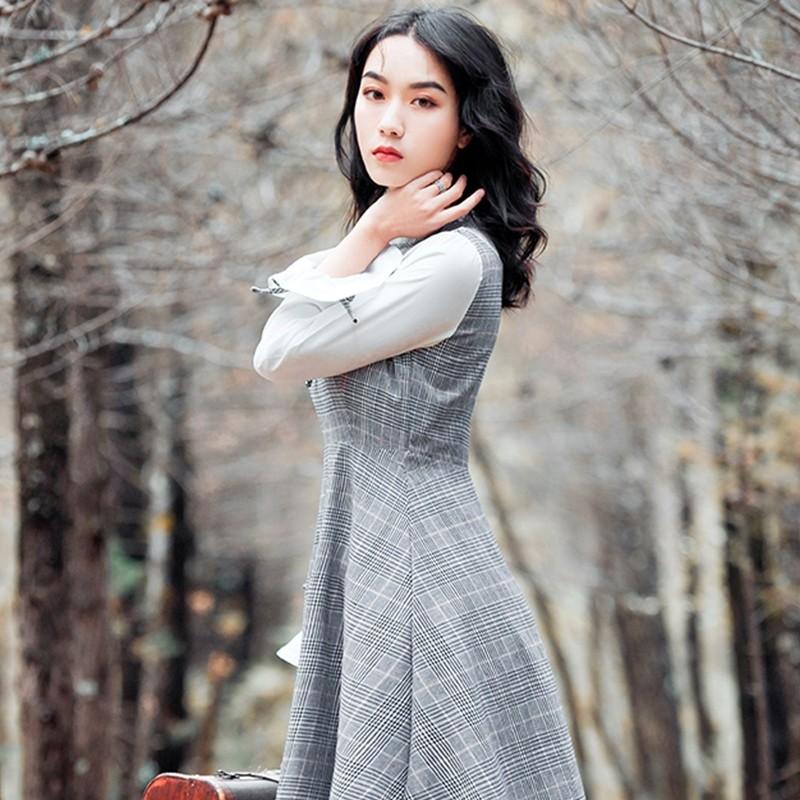 Gray online checkered dress