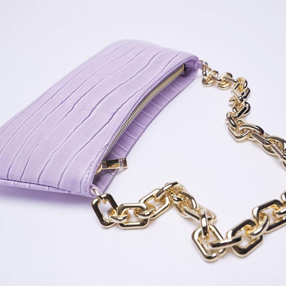 Zara animal print shoulder bag with chain clearance