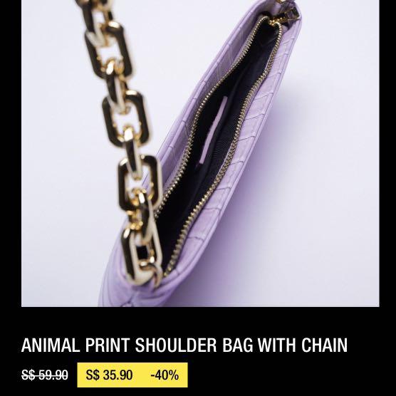 Zara animal print shoulder bag with chain deals