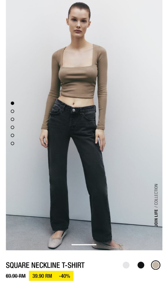 Zara square neckline T-shirt, Women's