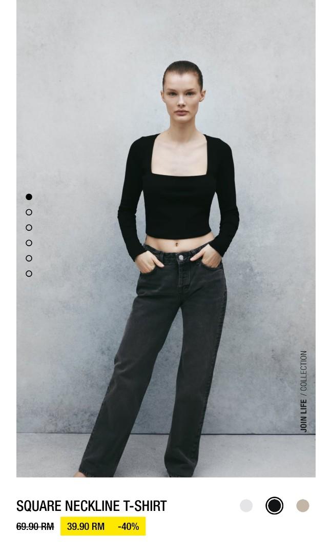 square neckline t shirt zara