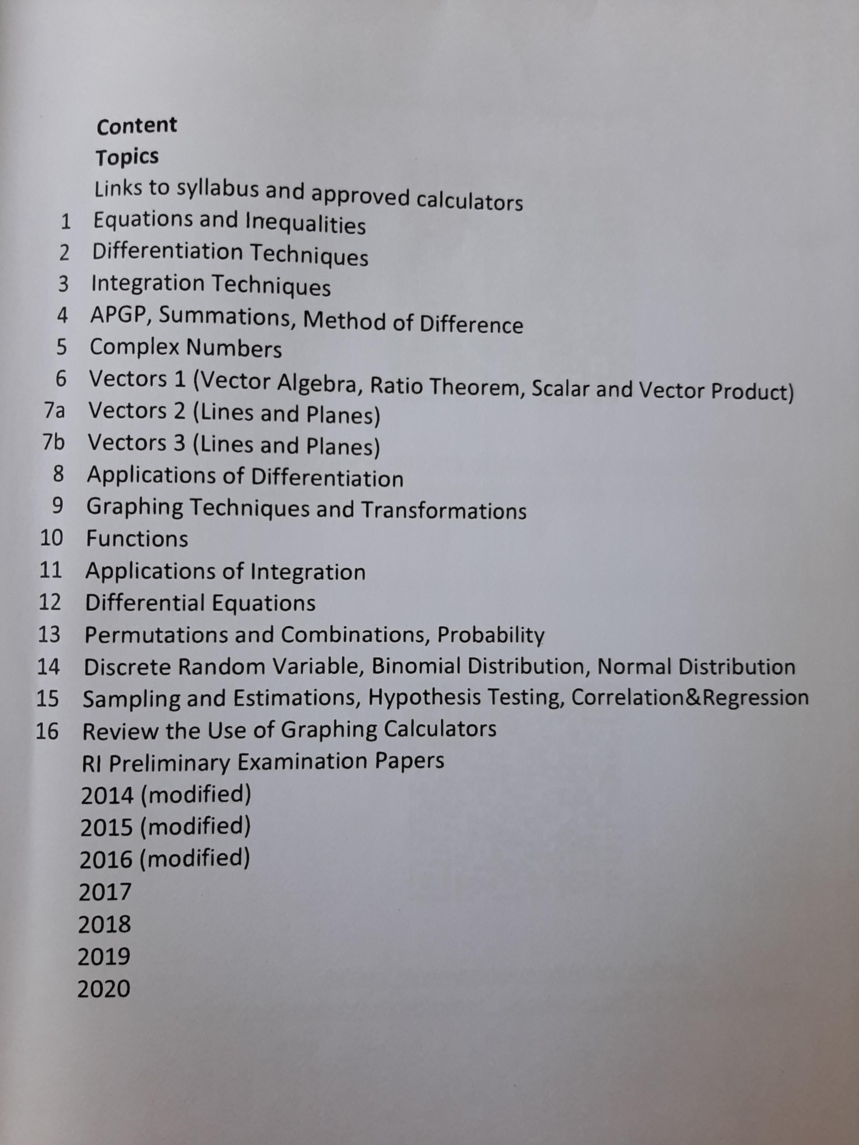 2021 Raffles Institution (RI) H2 Math 9758 Revision Notes, Hobbies ...