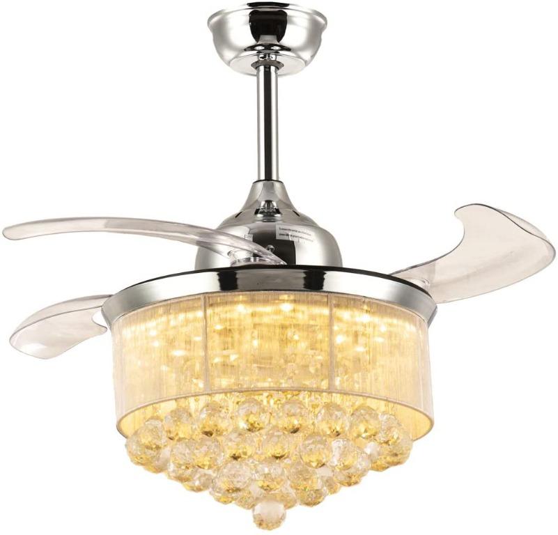 7pm Modern Crystal Ceiling Fan With