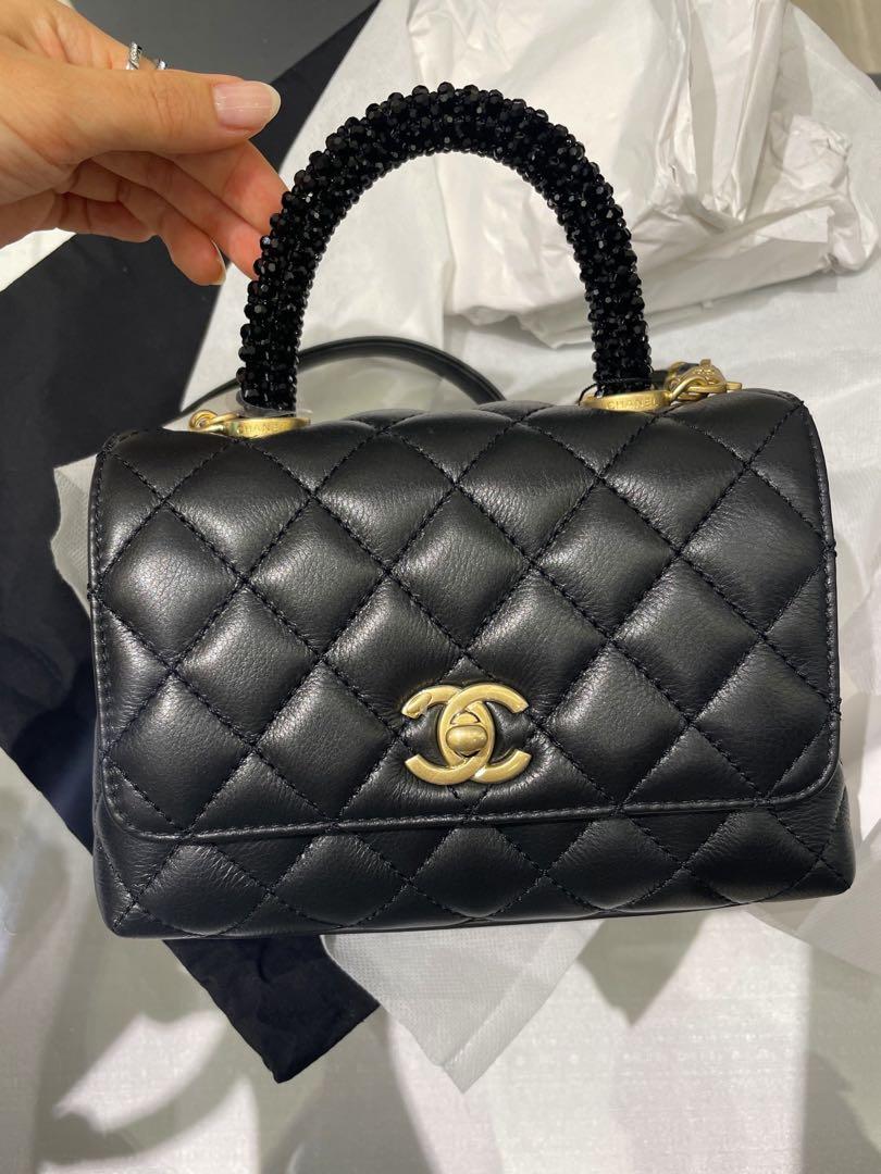 🆕 Chanel Coco Handle mini bag with Strass Handle 黑色手挽垂蓋手袋