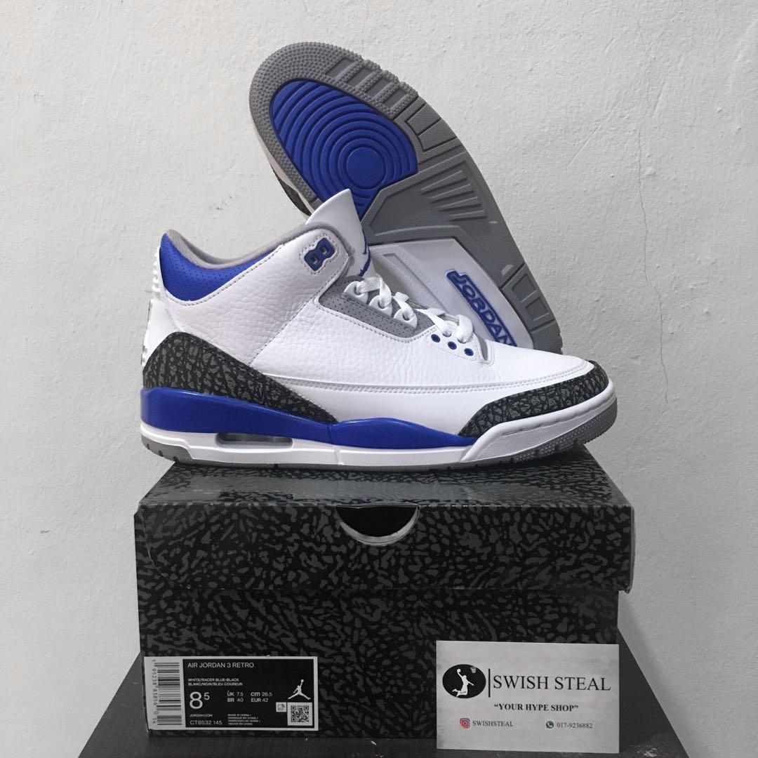 Air Jordan 3 Racer Blue Retail Price Men s Fashion Footwear