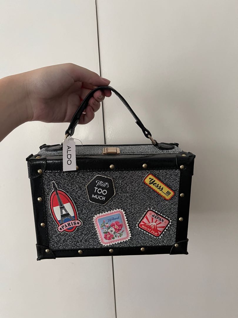 aldo calani black trunk luggage square box crossbody bag Women s Fashion Bags Wallets Cross body Bags on Carousell