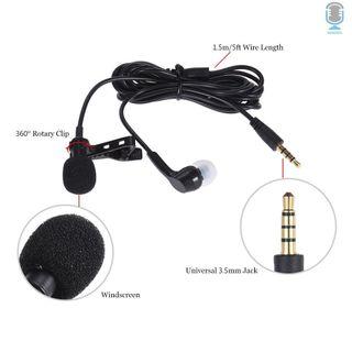 Andoer Mini Clip-on Lapel Lavalier Microphone Mic Earphone Omni-directional Condenser Hands-Free 3.5mm Jack for iPhone and Android Phone