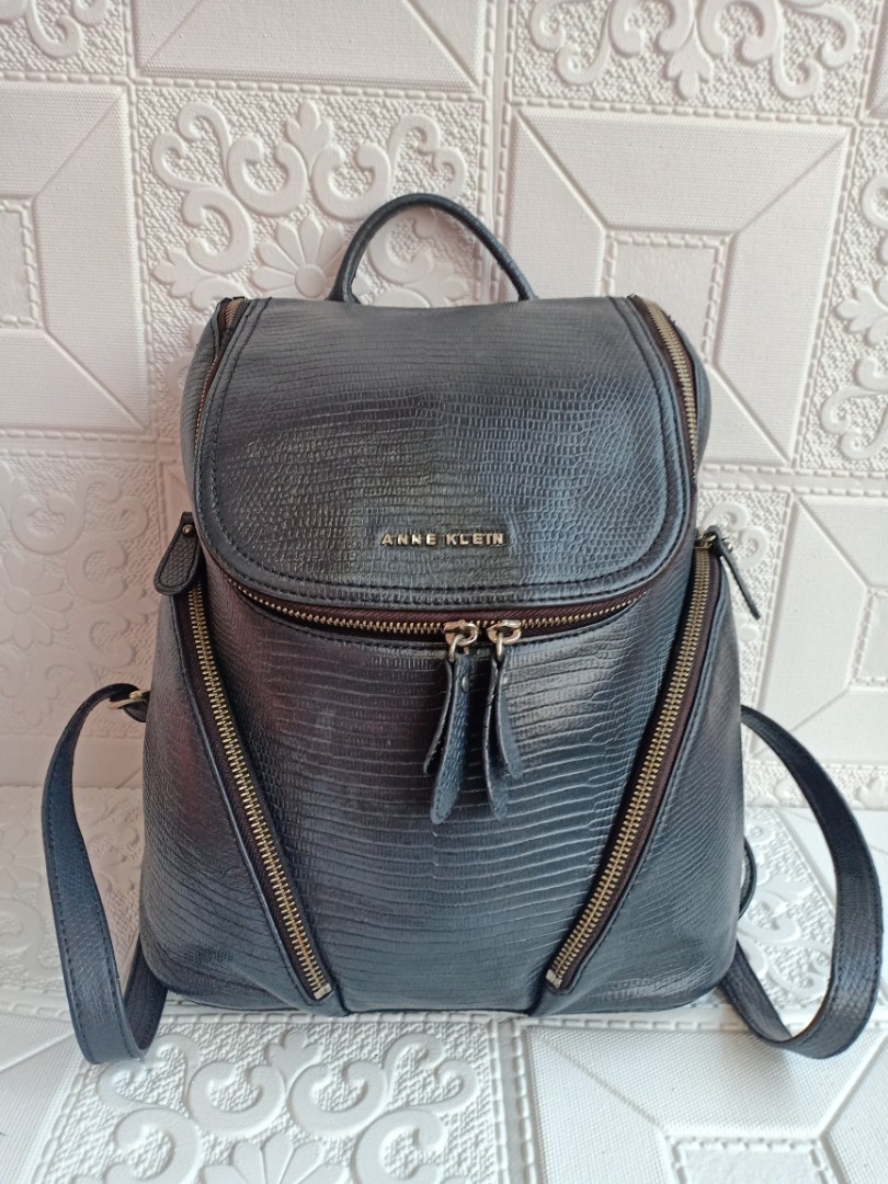 Trendy Designer Anne Klein Sport Midi Nylon Logo Spacious Backpack