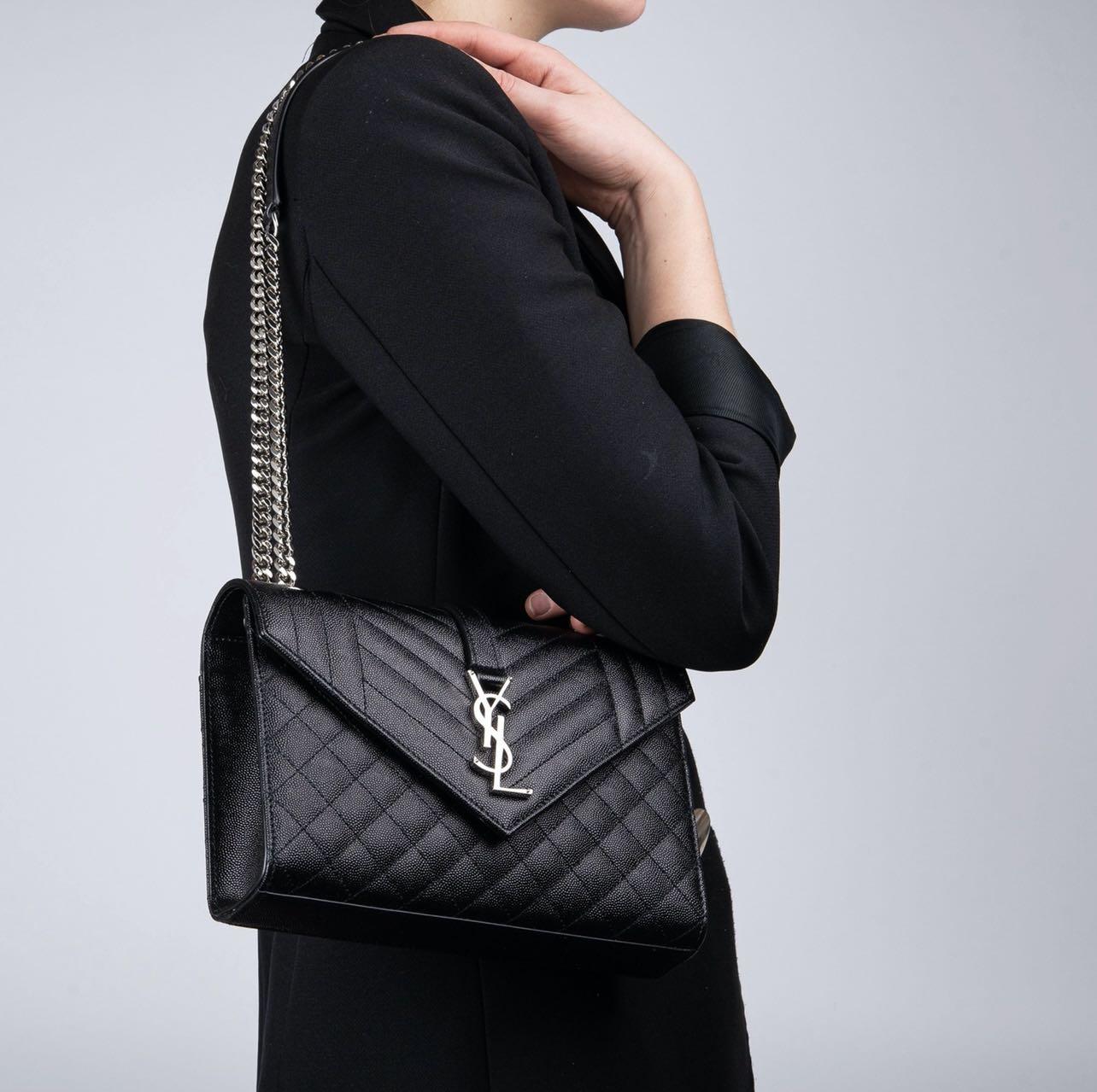 Ysl black medium envelope bag clearance