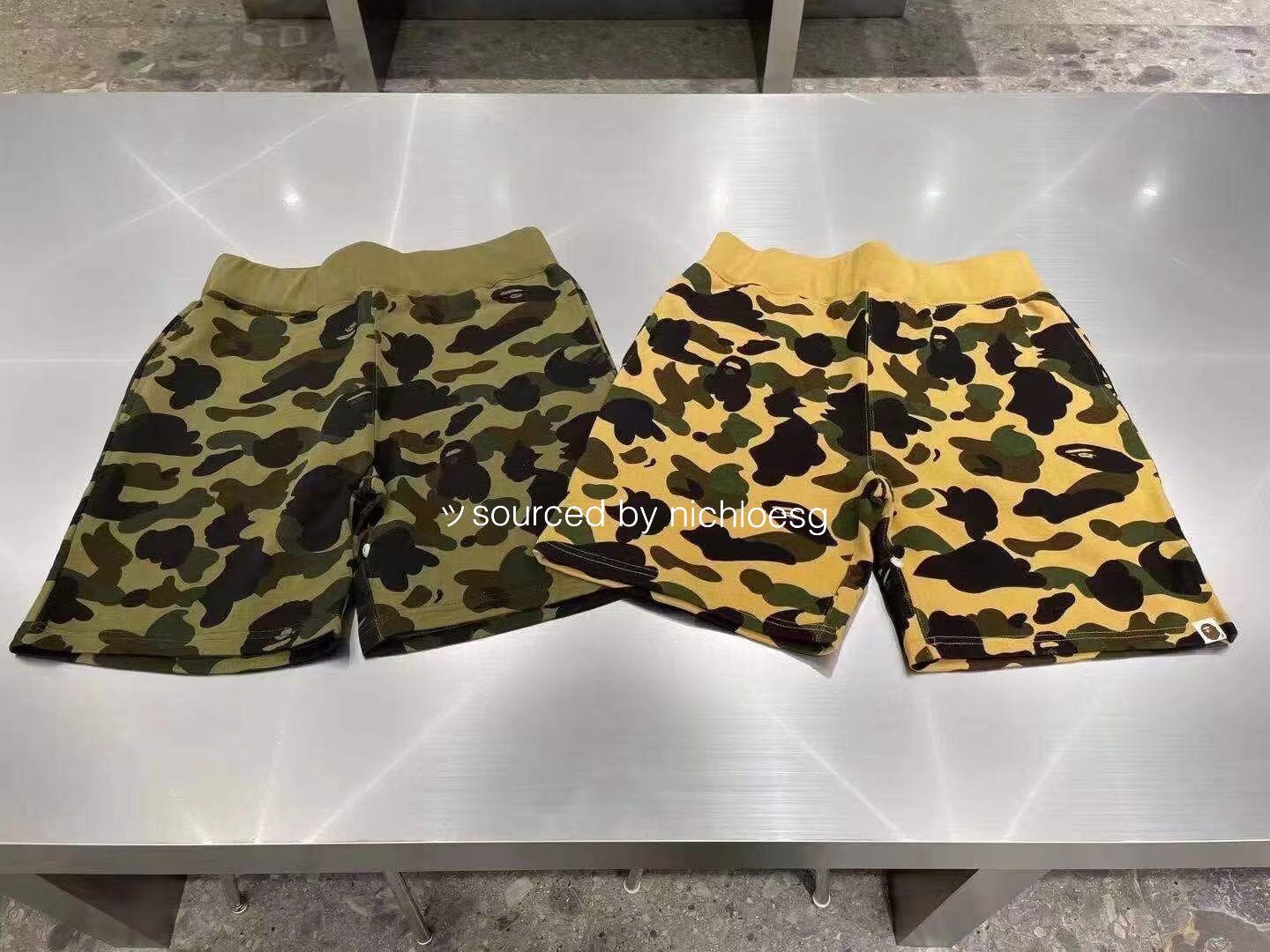 bape camo sweat shorts
