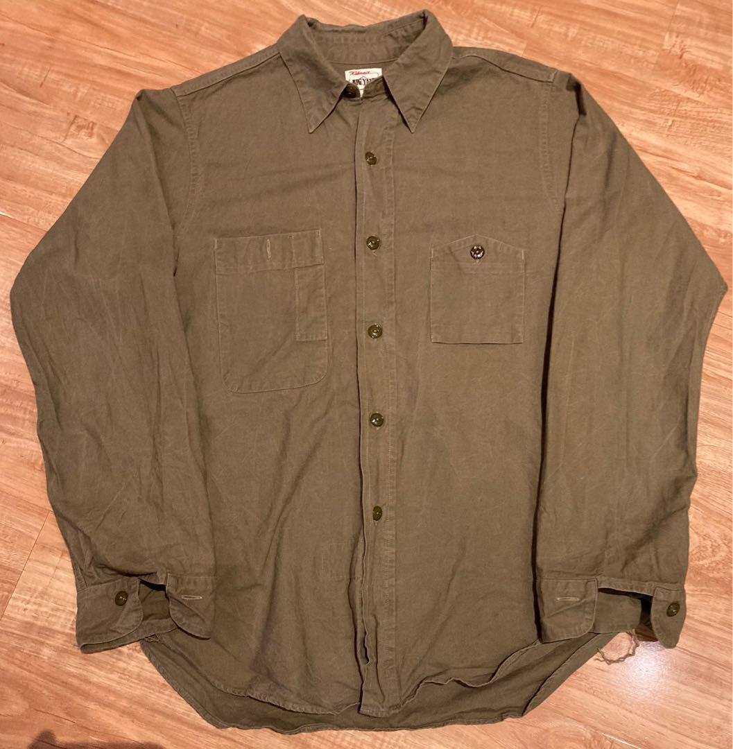 Big yank 471-53 reliance worker shirt military green size 15, 男裝