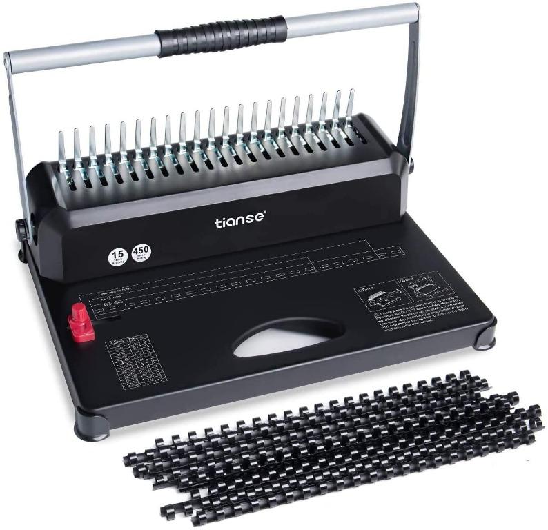 Binding Machine, TIANSE 21Holes, 450 Sheets, Comb Binding Machine with