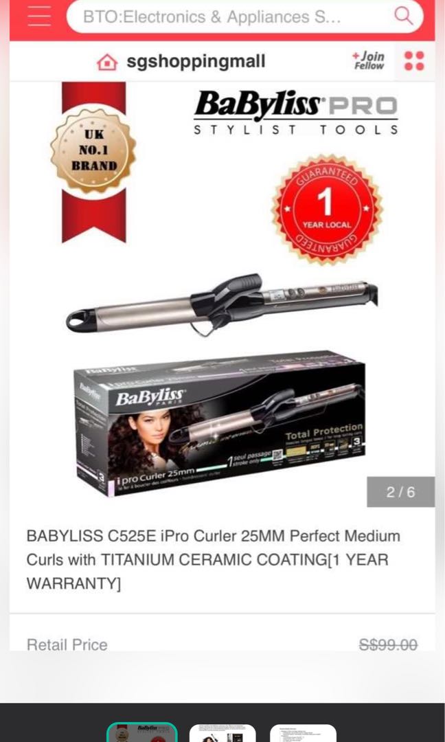 Babyliss ipro curler 25mm cheap