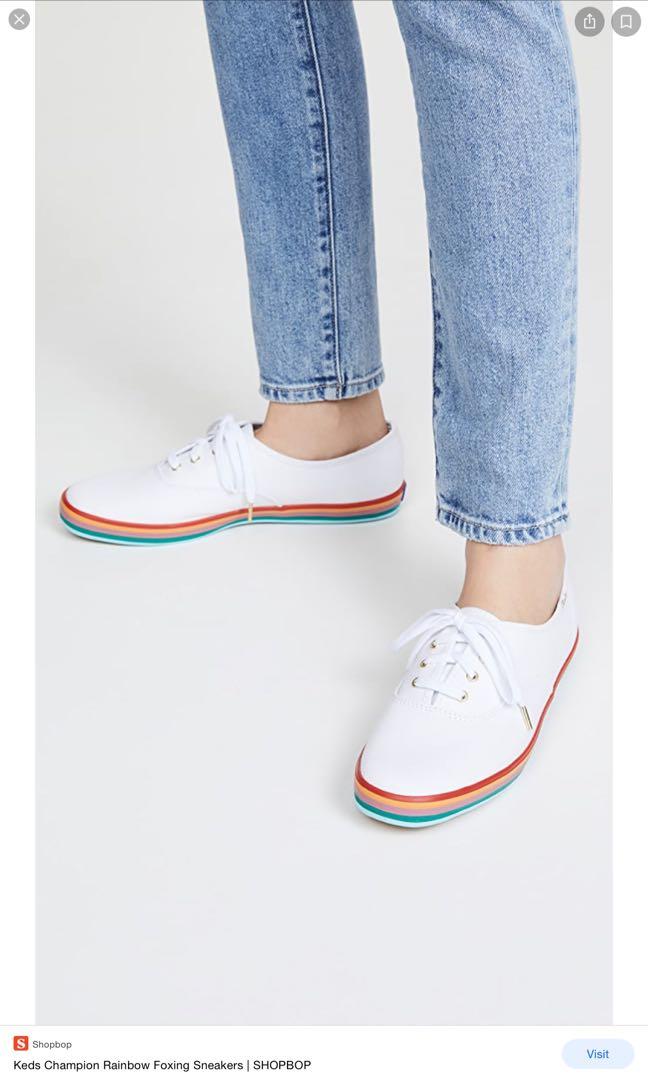White shoes on sale with rainbow