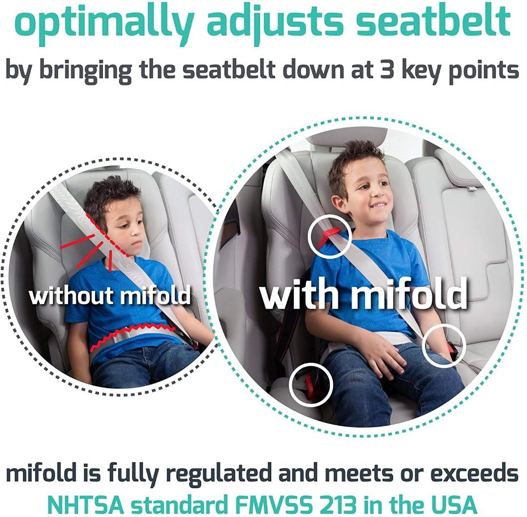 BNIB mifold GrabandGo Car Booster Seat Slate Grey, Babies & Kids