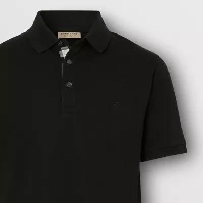 Check placket 2025 cotton polo shirt
