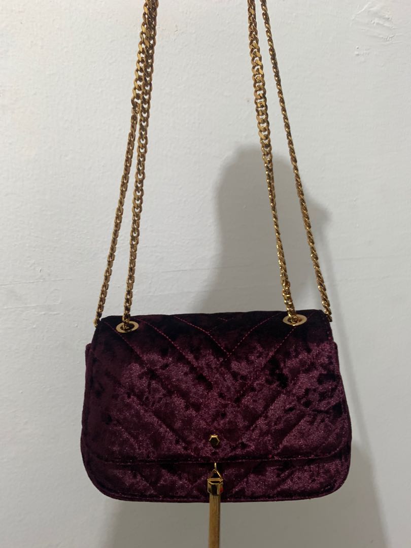 Velvet sling bag sales