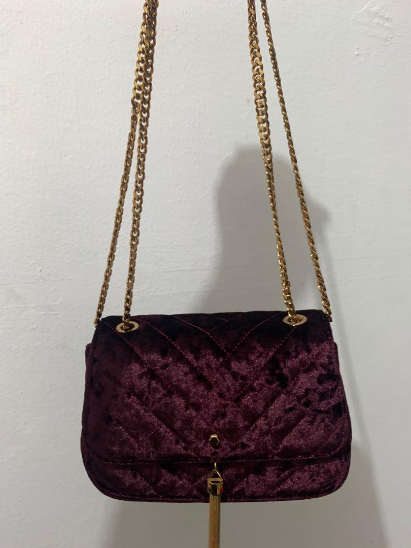 Charles Keith Velvet sling bag