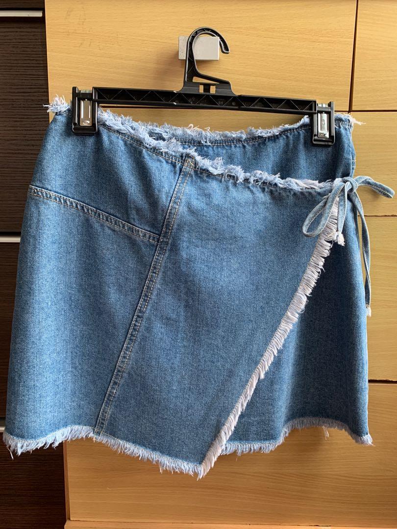Cotton on wrap hotsell denim mini skirt
