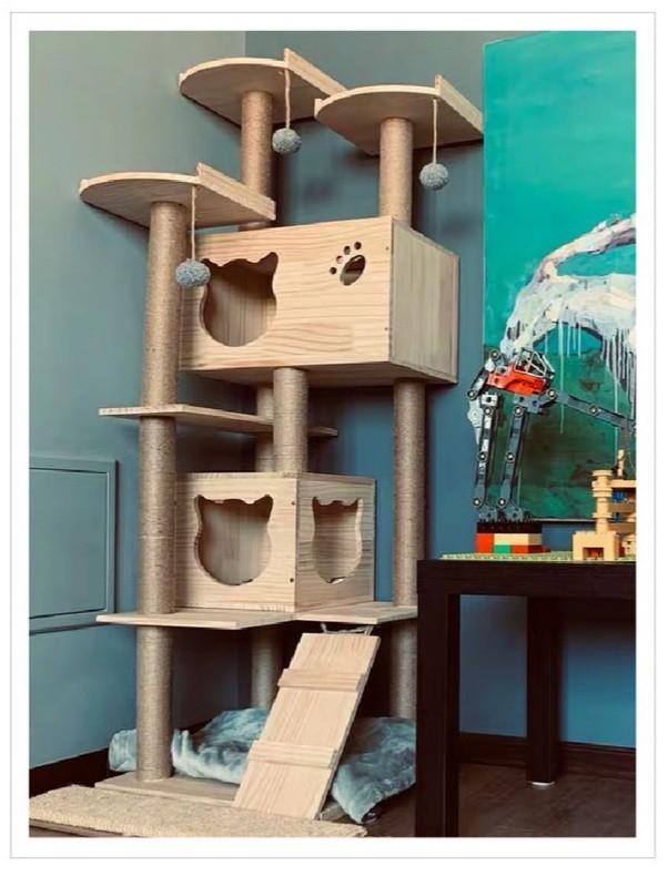 Free Post To West Malaysia Only Ready Stock H150cm Natural Solid Pine Wood Cat Tree Tower Bungalow Price For Each As Shown Sample Designs Free Delivery Is Applied For This Item