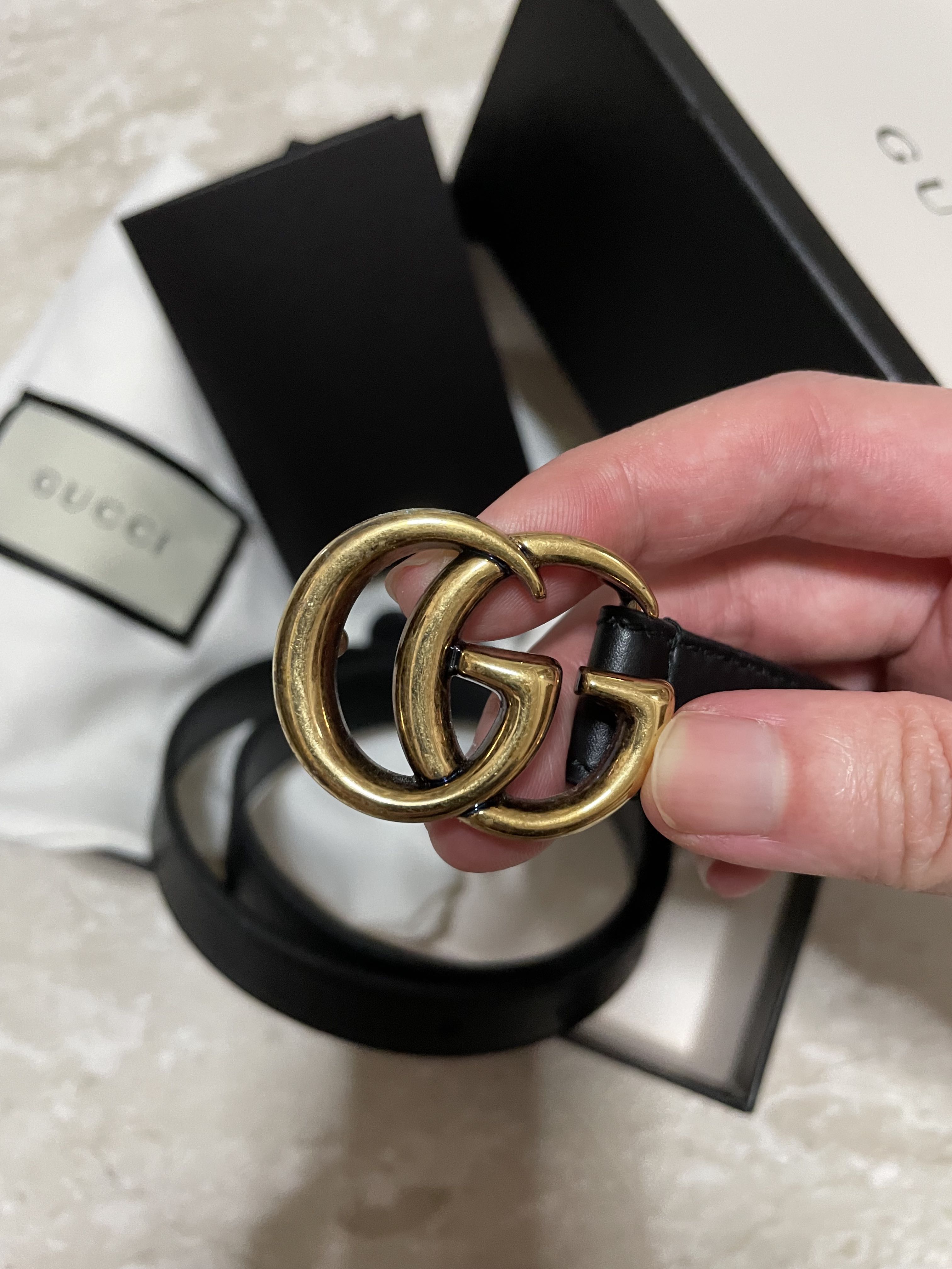 Gucci GG Marmont Thin Leather Belt 