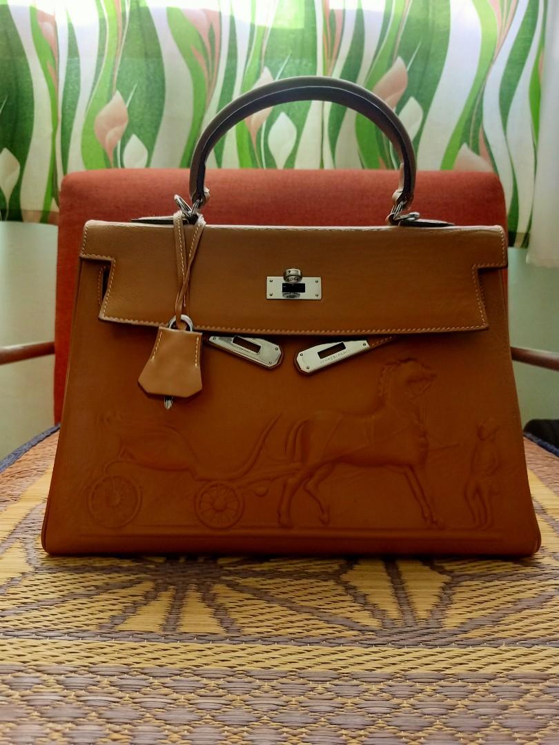 Hermes Birkin 35CM Horse Draw Carriage Embossed Brown Silver