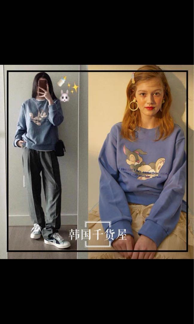 High Cheeks Korean Navy Ouyang Nana Bunny Disney Pullover Sweat Shirt Women S Fashion Tops Longsleeves On Carousell