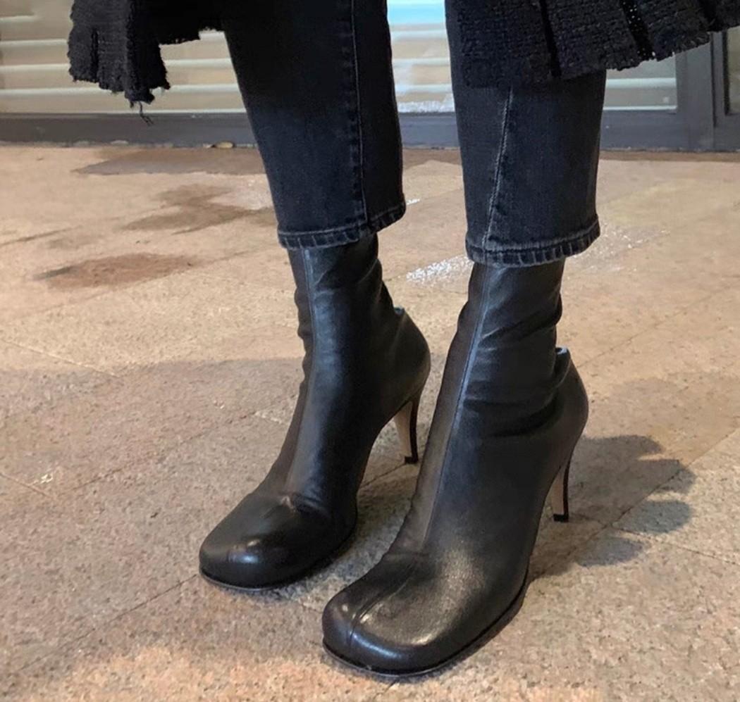 Leather high heel ankle boots clearance