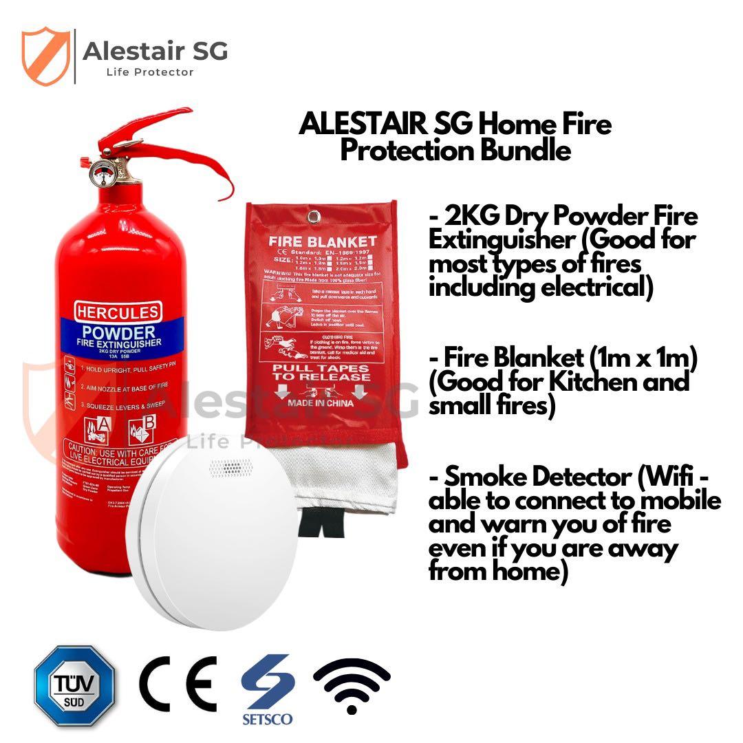 Home Fire Protection Premium Bundle Fire Extinguisher Smoke Detector Fire Blanket Everything Else On Carousell