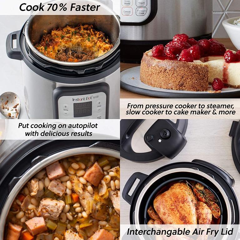 Instant Pot Duo Crisp Air Fryer 8L Multicooker 11 in 1 Pressure Cooks sautes steams Slow Cooks Sousvides Warms air Fries roasts Bakes Broil
