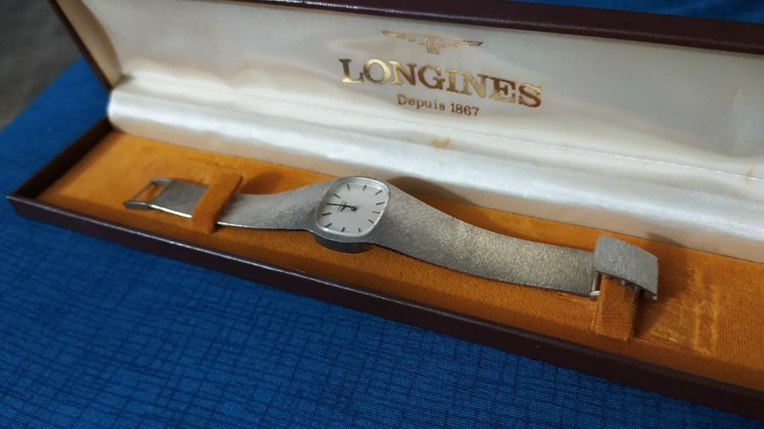 Jam Tangan Longines original Authentic emas putih Kadar 375, Barang Mewah,  Jam Tangan di Carousell