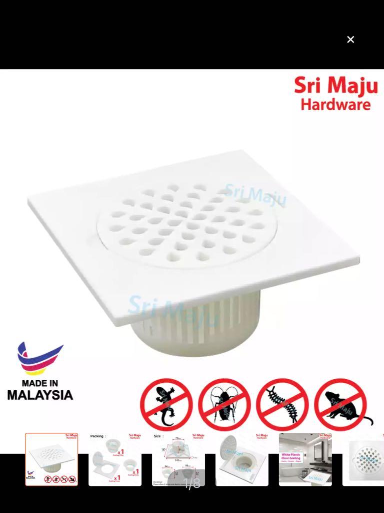 1pc Maju 6 X 6 150mm White Plastic With Filter Floor Grating Drain Waste Trap Cover Kitchen Toilet Penutup Paip Air Tandas Looking For On Carousell