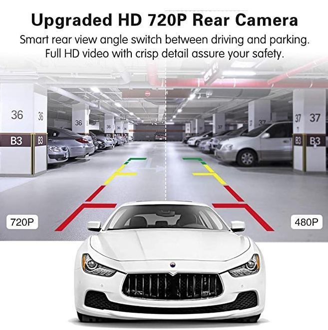 F7 7 IPS Touch Screen Mirror Dash Cam 720P Rear View Full HD Dual Lens Car Video Recorder Dashboard Camera G-Sensor Parking Assistance Adjustable Field of View 1080P Front 