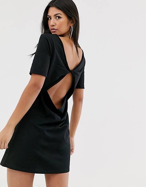 Open back t shirt dress hot sale