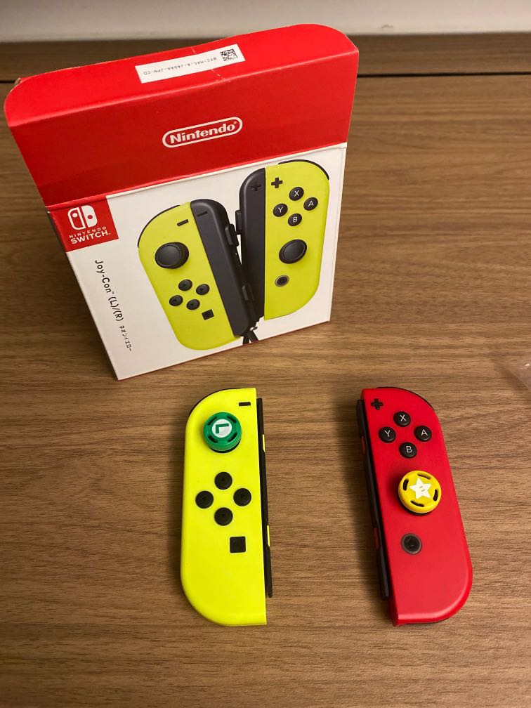 Nintendo Switch Joy Con Yellow and Mario Red, Video Gaming, Gaming