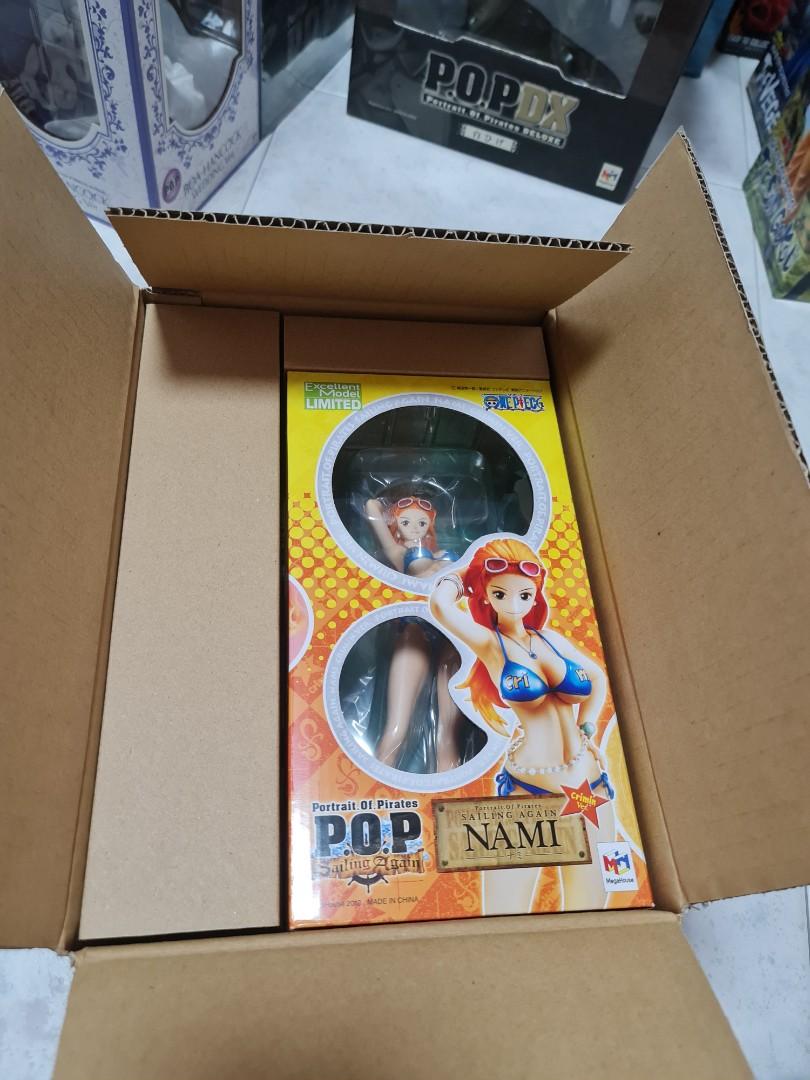 One Piece Megahouse Portrait of Pirates P.O.P Limited Edition Sailing Again Nami Crimin Bikini Ver. Full Box Set with Figure, A4 Postet and P.O.P Collection Book (Category: Toy Figures) located in Singapore. Submitted by jiajun7989 (Listing ID 1101576685, Image 2). Description: Selling the item above. Item is brand new, unopened. Mint in sealed box (MISB). Only opened brown shipper box to check the contents. Item is authentic with sticker of auth