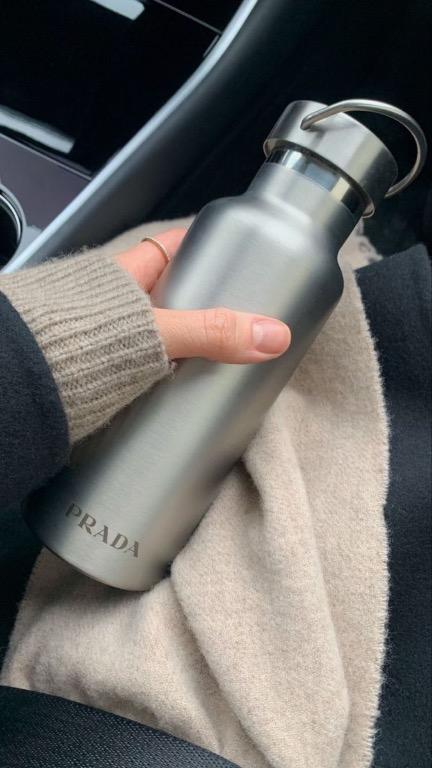 Prada Stainless Steel Insulated Water Bottle, 500 mL, Unisex, Silver