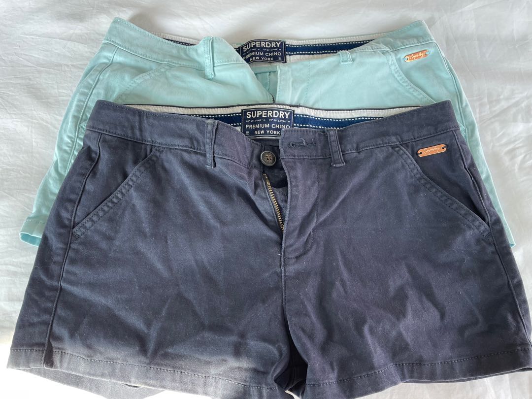SuperDry Chino shorts in navy and aqua UK 10