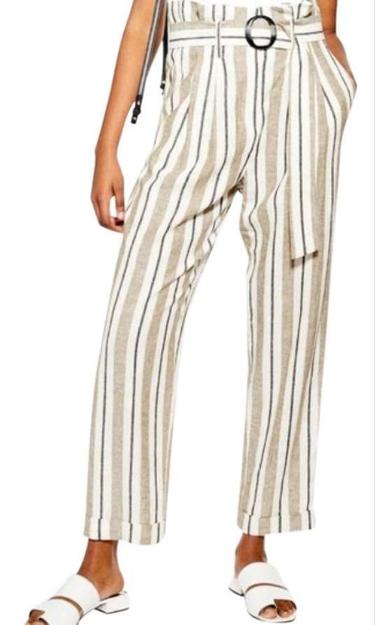Topshop Stripe Belted Peg Trousers UK8, Women's Fashion, Bottoms, Other  Bottoms on Carousell