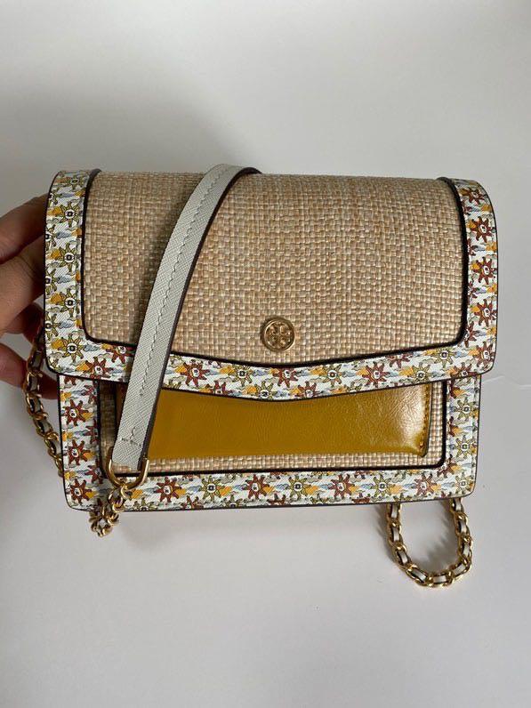 Tory Burch Robinson Straw Convertible Shoulder Bag, Women's Fashion, Bags & Wallets, Shoulder